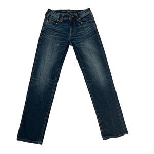 AMERICAN EAGLE Flex Jeans Women's Straight Leg Mid-Rise Denim Blue 28X32